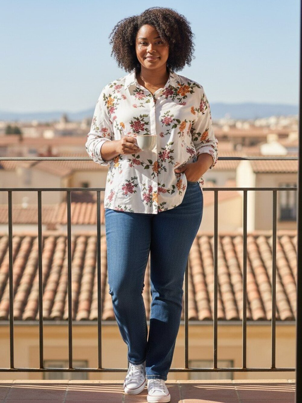 Philosophy Blouse Womens Plus Size 3X Floral Long Sleeve Button Up Viscose Shirt
